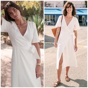 SÉZANE Apolline Wrap Midi Dress - White